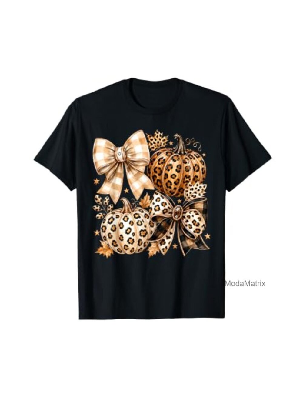 Coquette Bow Leopard Pumpkin Fall Thanksgiving Tee Lightweight Cotton